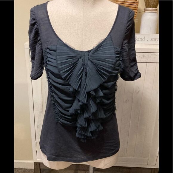 Deletta Blue Bow Blouse Small - Picture 1 of 5